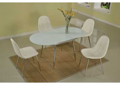 Image for Donna Contemporary Dining Set w/ White Glass Top & Upholstered Chairs