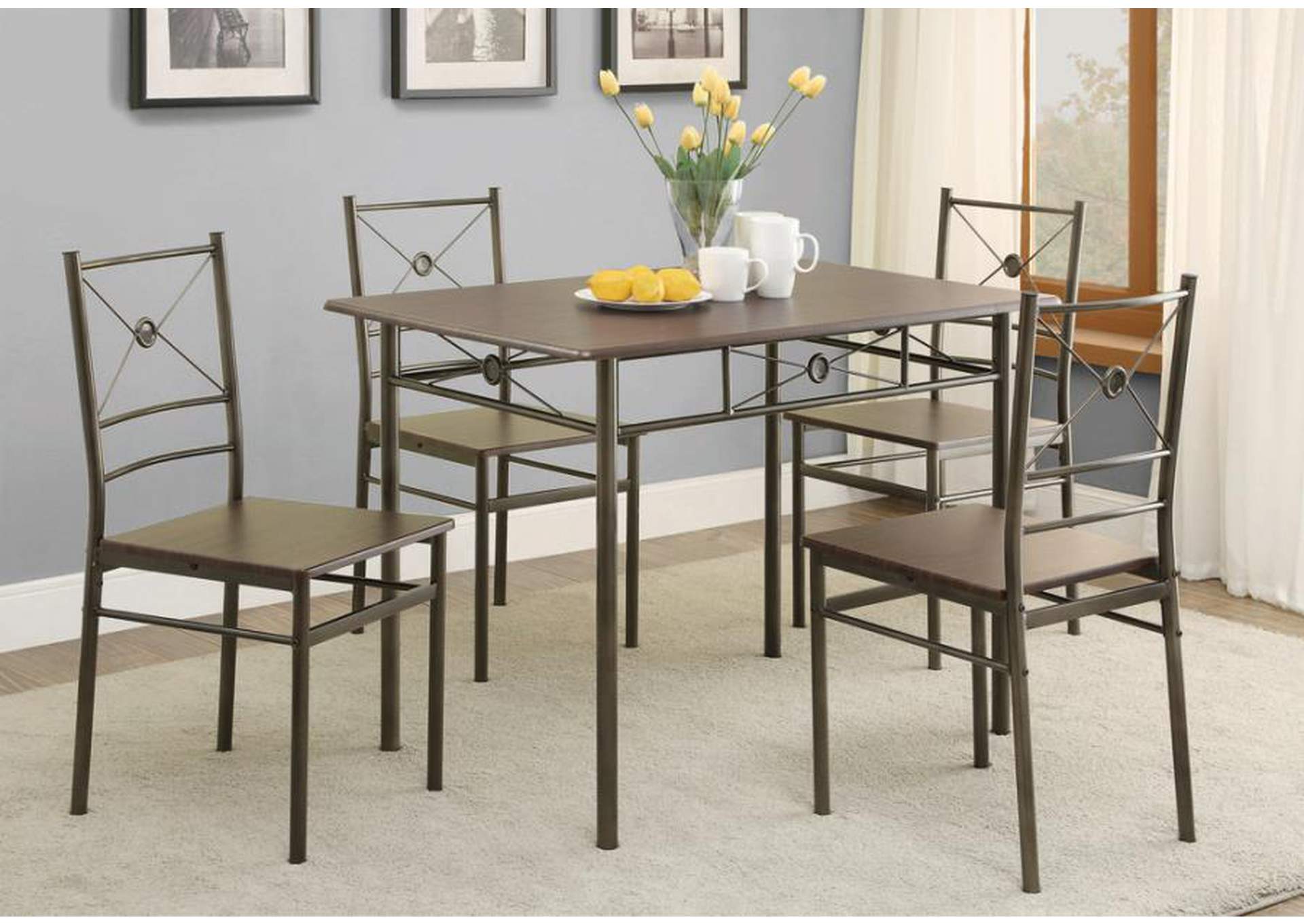 5-piece Rectangular Dining Set Dark Bronze,Coaster Furniture