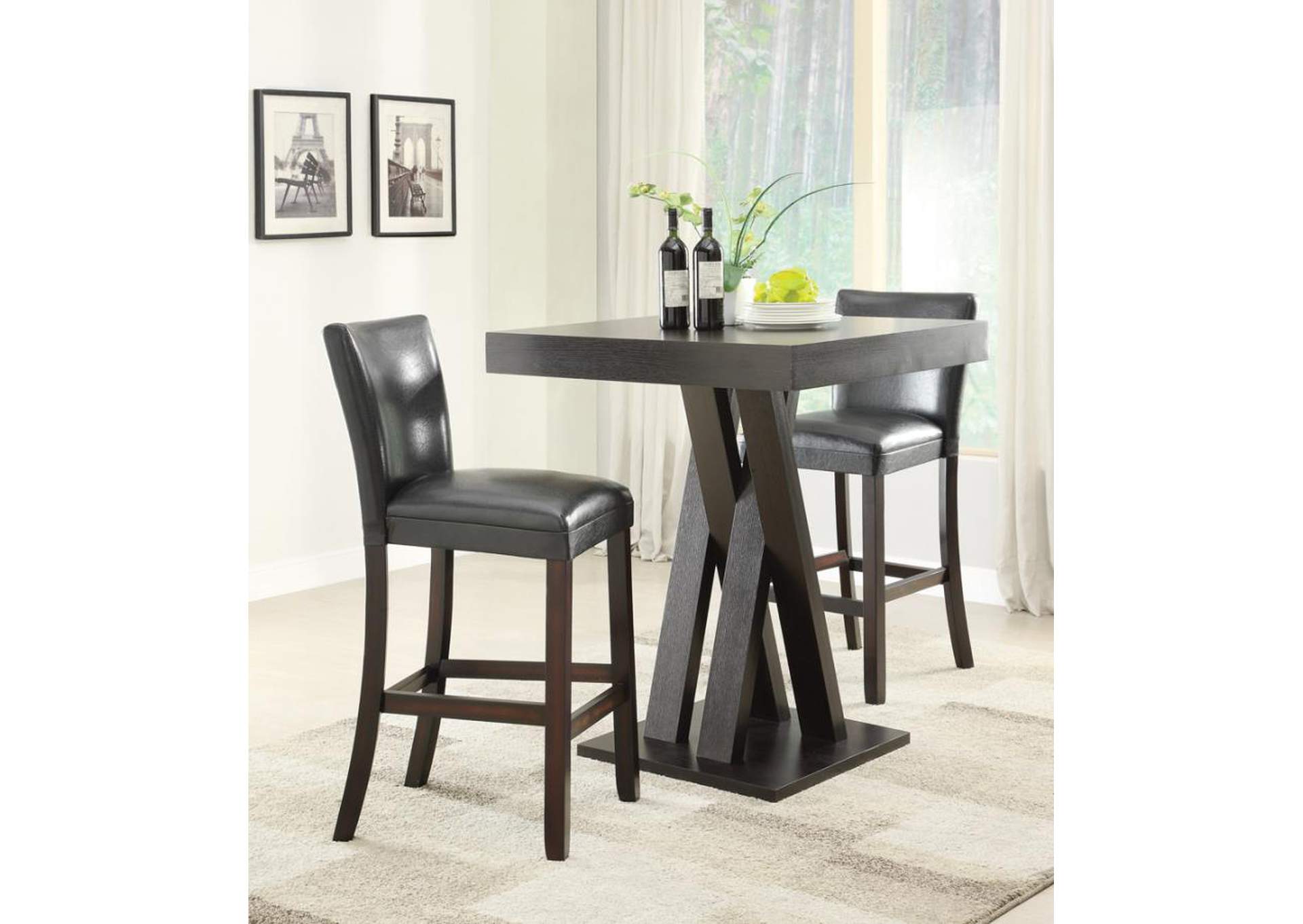 Alberton Upholstered Bar Stools Black and Cappuccino (Set of 2) Selmers