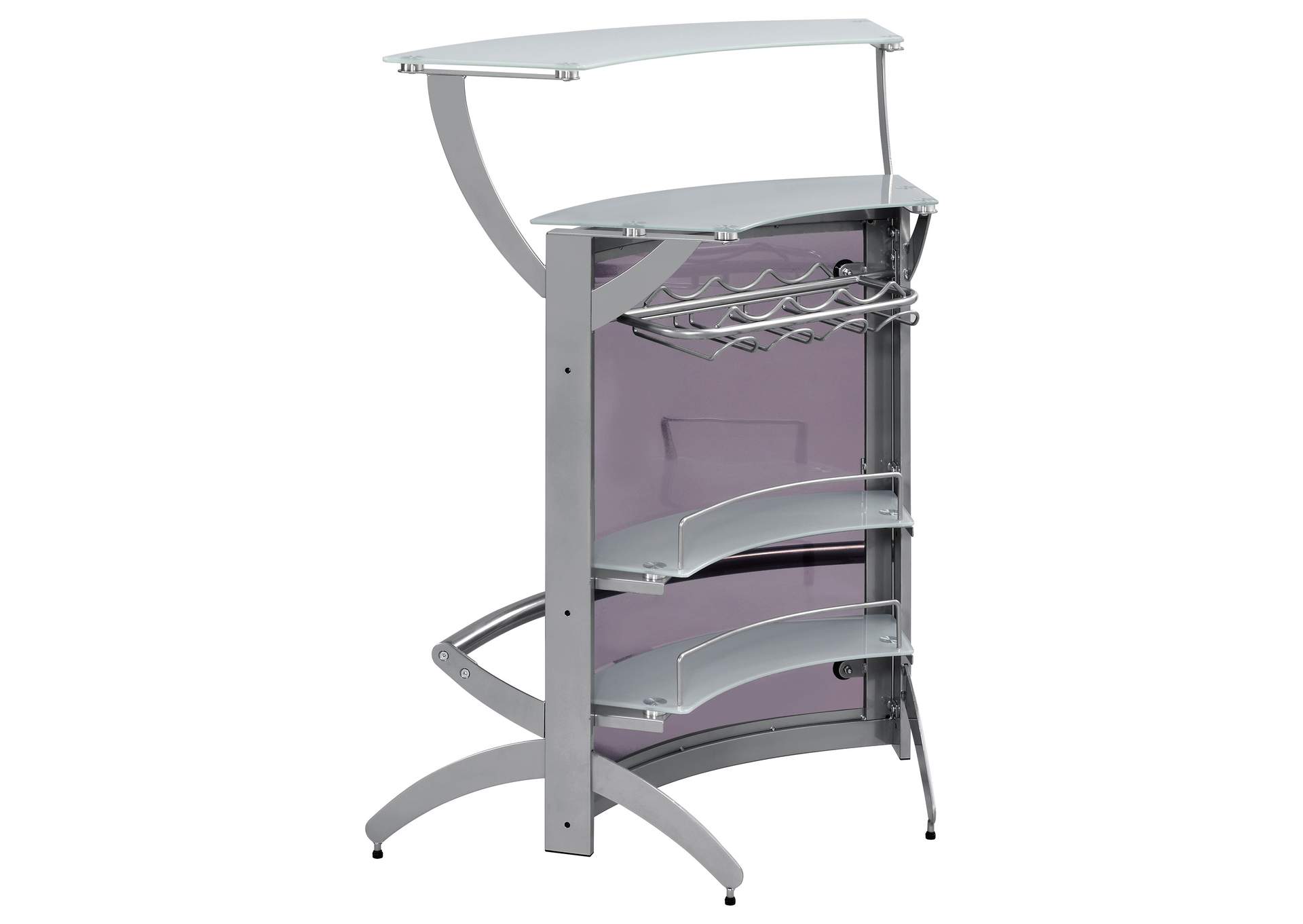 Dallas 2-shelf Bar Unit Silver and Frosted Glass,Coaster Furniture