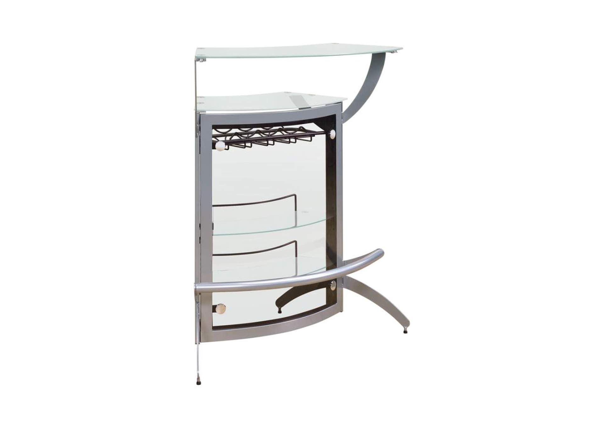 Dallas 2-Shelf Bar Unit Silver And Frosted Glass,Coaster Furniture