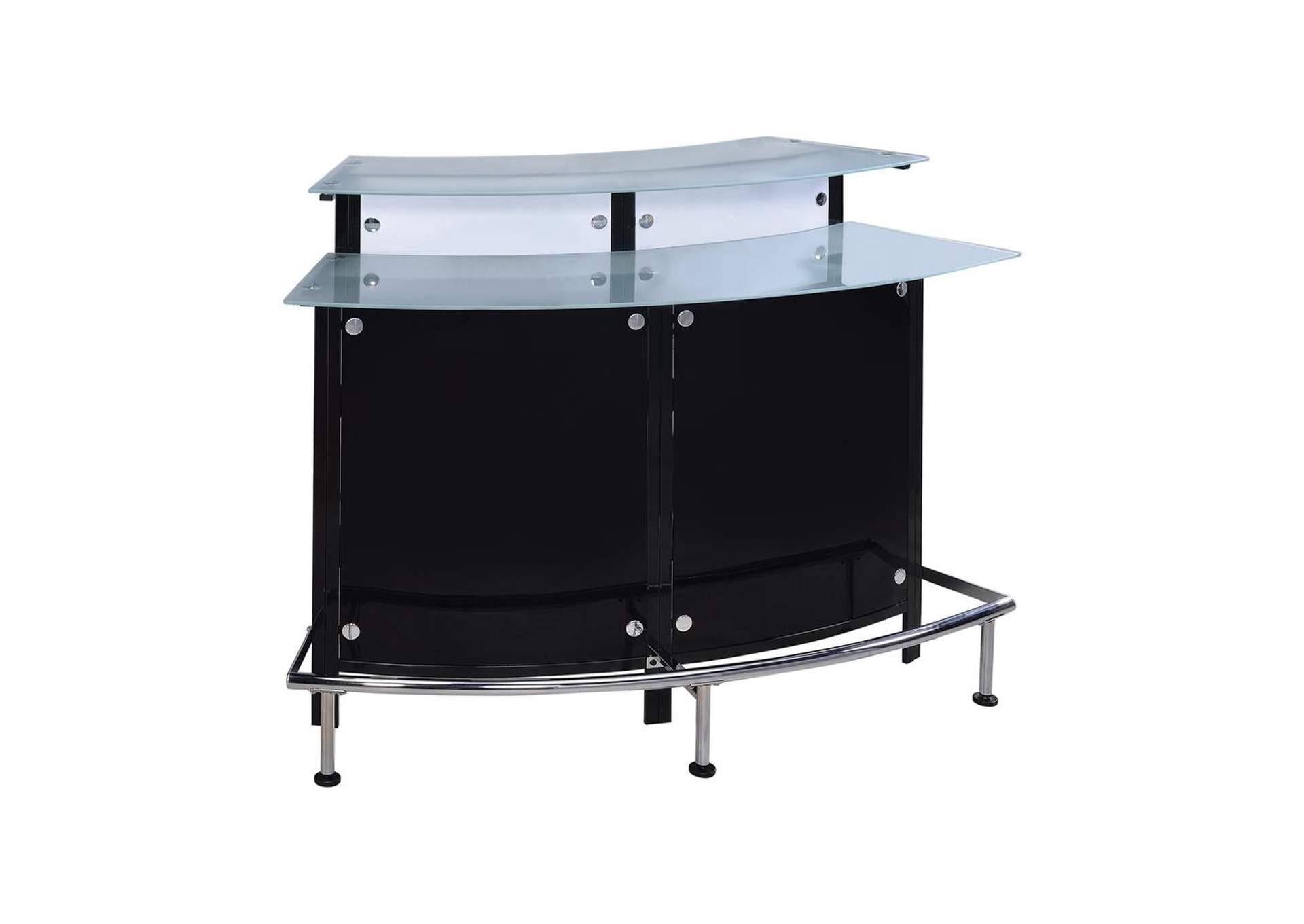 Two-Shelf Contemporary Chrome and Black Bar Unit,Coaster Furniture