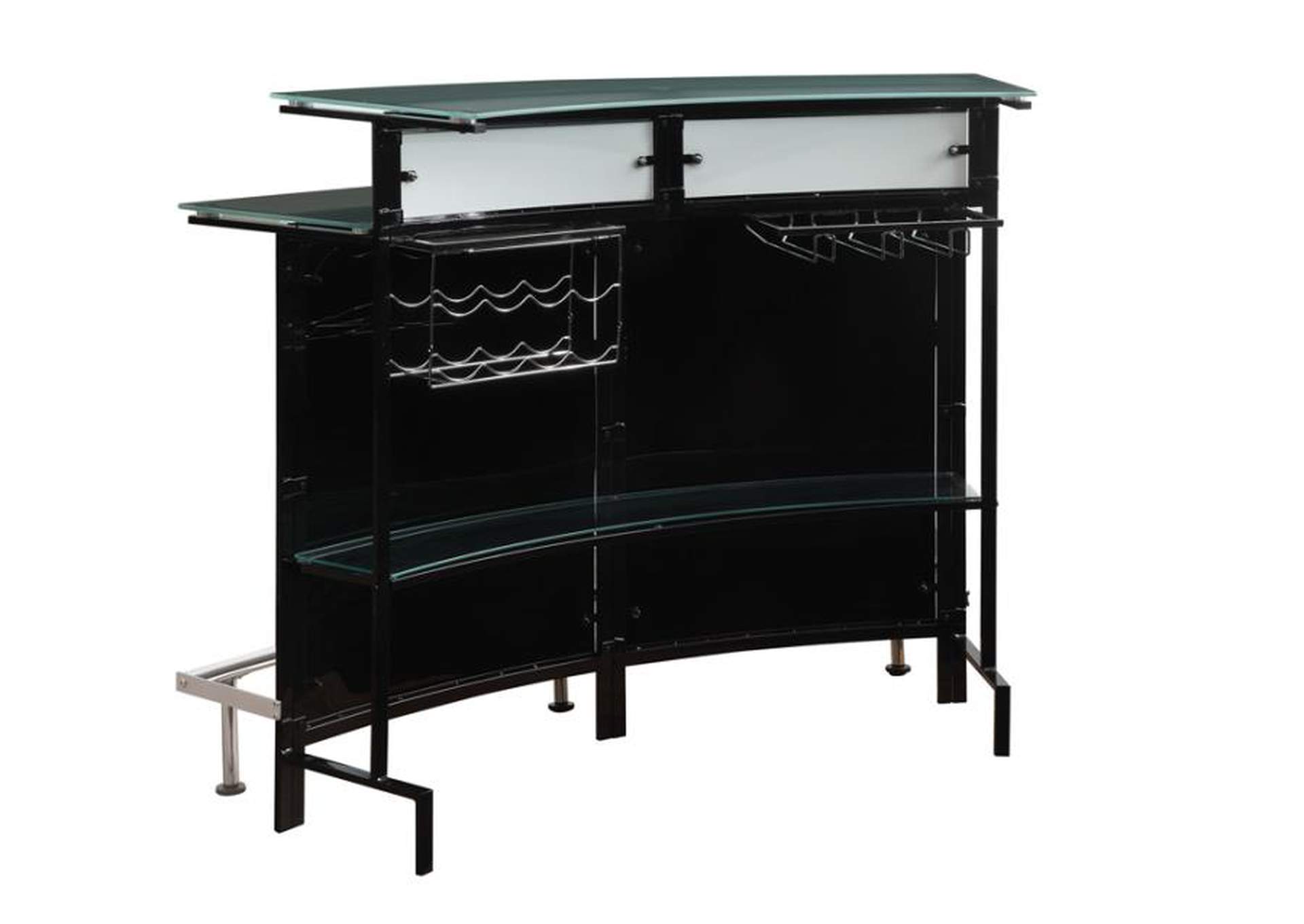 Keystone Glass Top Bar Unit Black,Coaster Furniture
