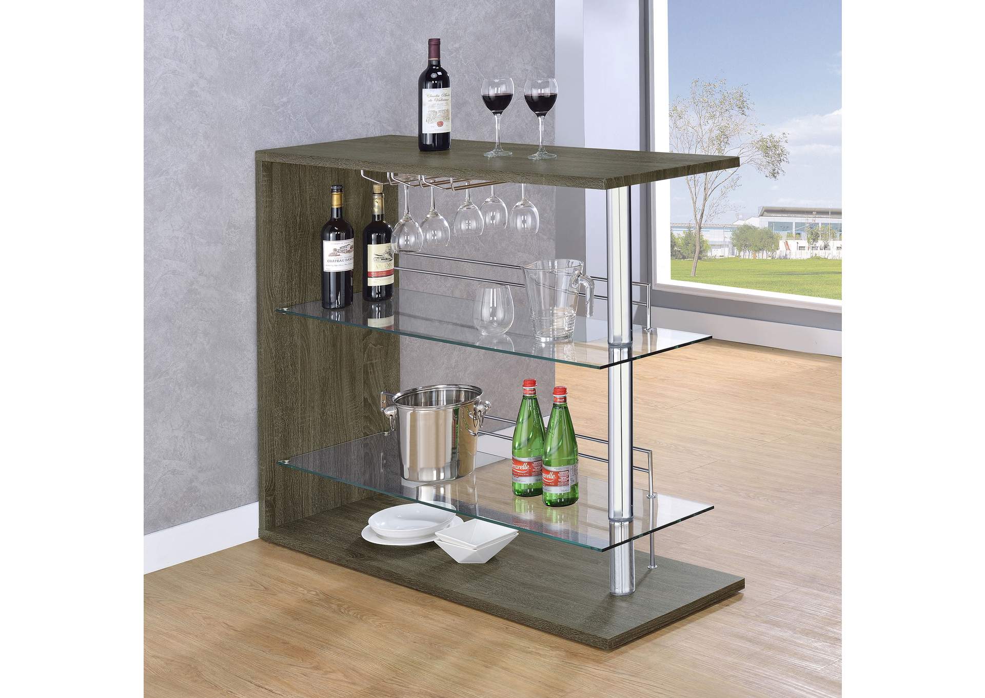 Prescott Rectangular 2-shelf Bar Unit Grey,Coaster Furniture