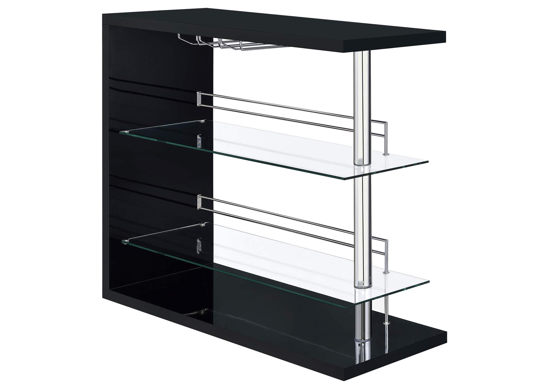 Prescott Rectangular 2-shelf Bar Unit Glossy Black,Coaster Furniture