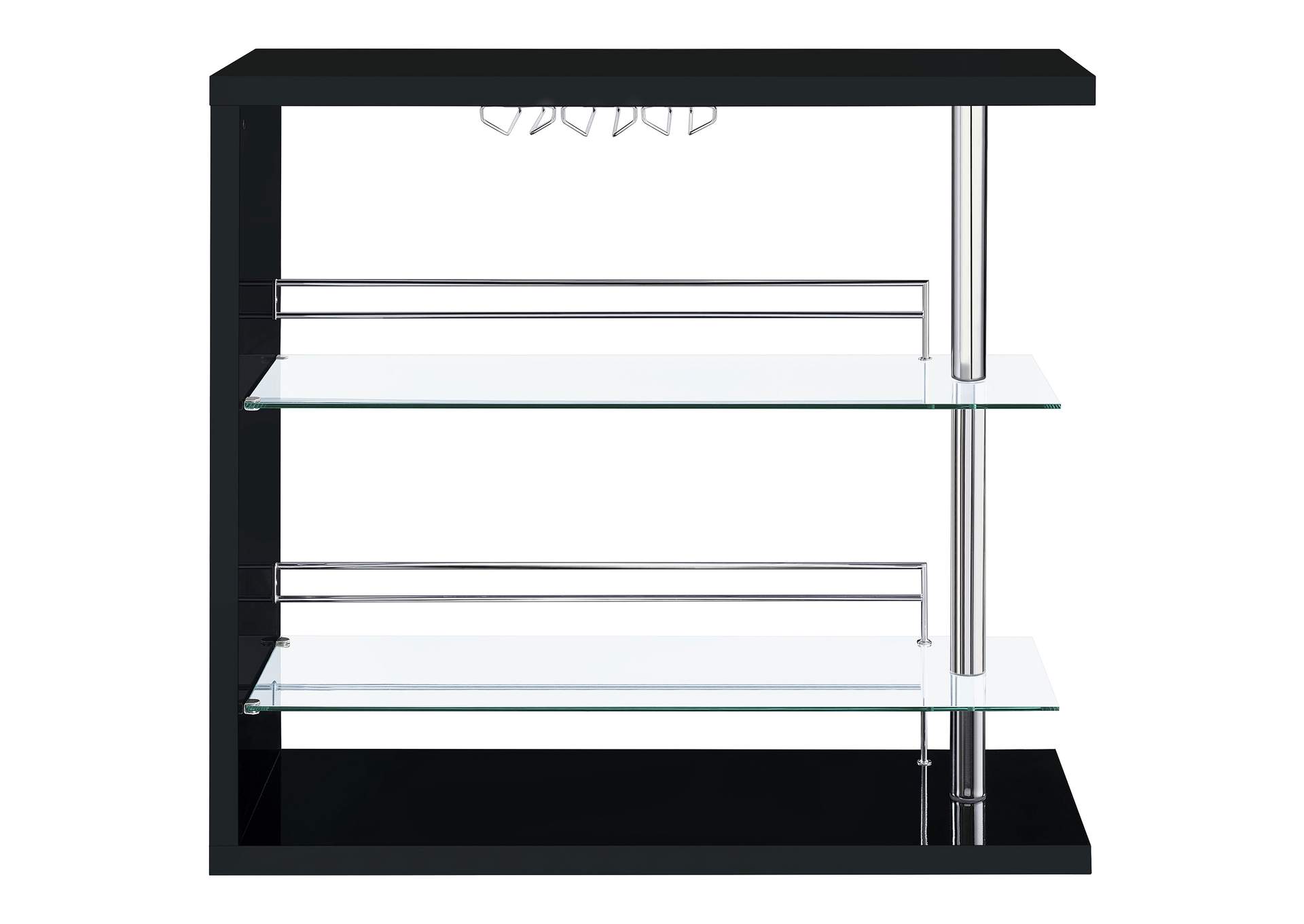 Prescott Rectangular 2-shelf Bar Unit Glossy Black,Coaster Furniture