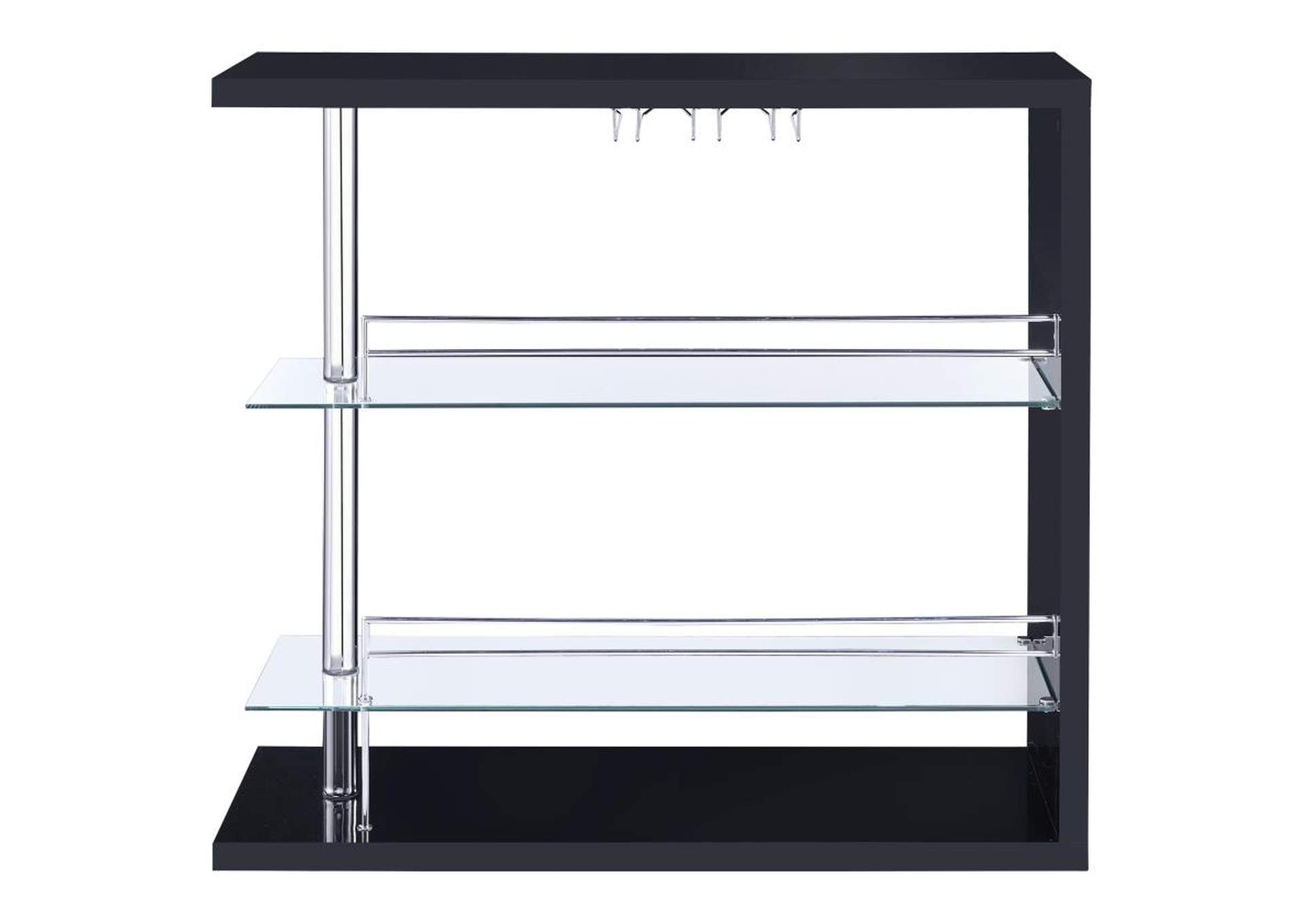 Prescott Rectangular 2-Shelf Bar Unit Glossy Black,Coaster Furniture