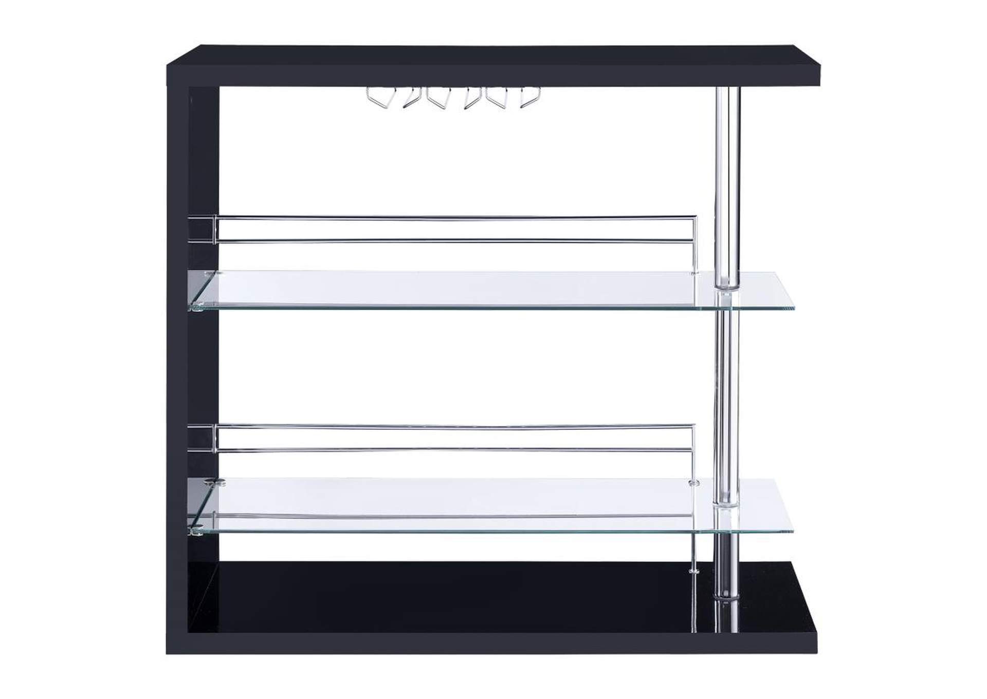 Rectangular 2-shelf Bar Unit Glossy Black,Coaster Furniture