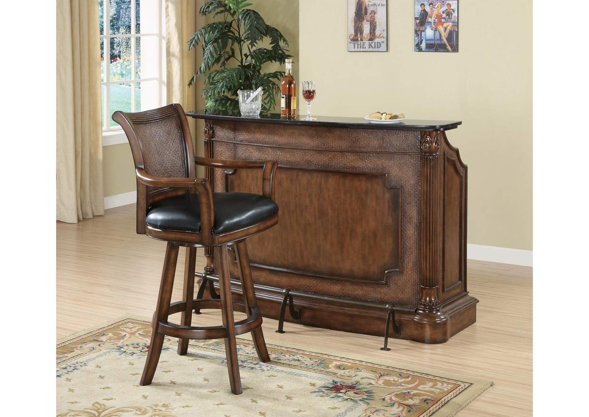 Upholstered Swivel Bar Stool Black And Warm Brown,Coaster Furniture