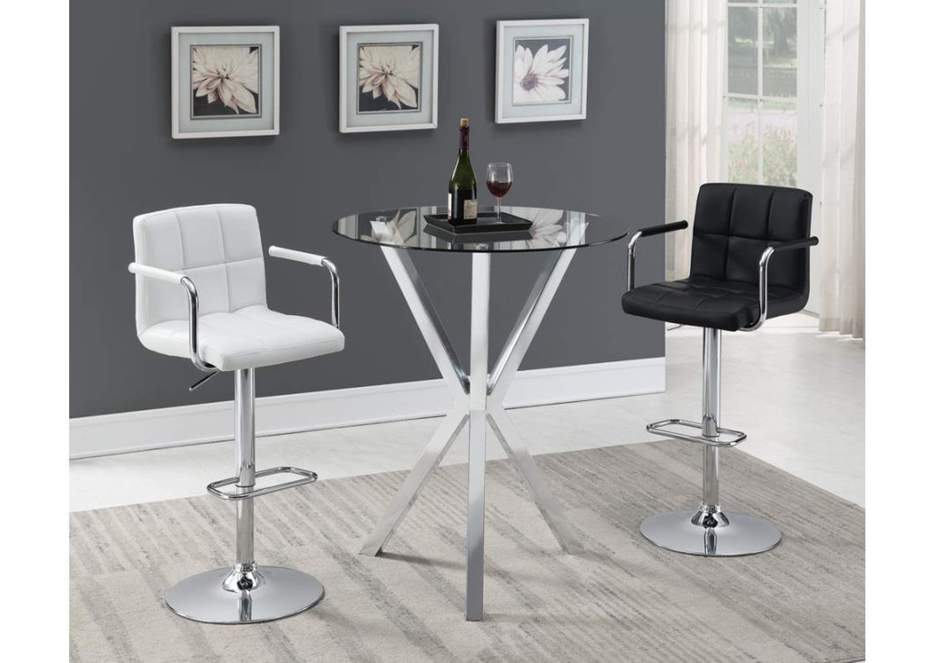 Denali Round Glass Top Bar Table Chrome,Coaster Furniture