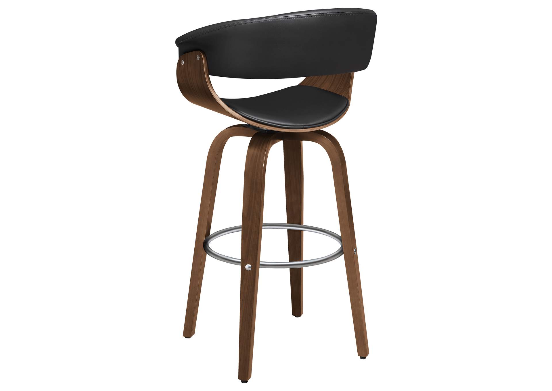 Zion Upholstered Swivel Bar Stool Walnut and Black,Coaster Furniture