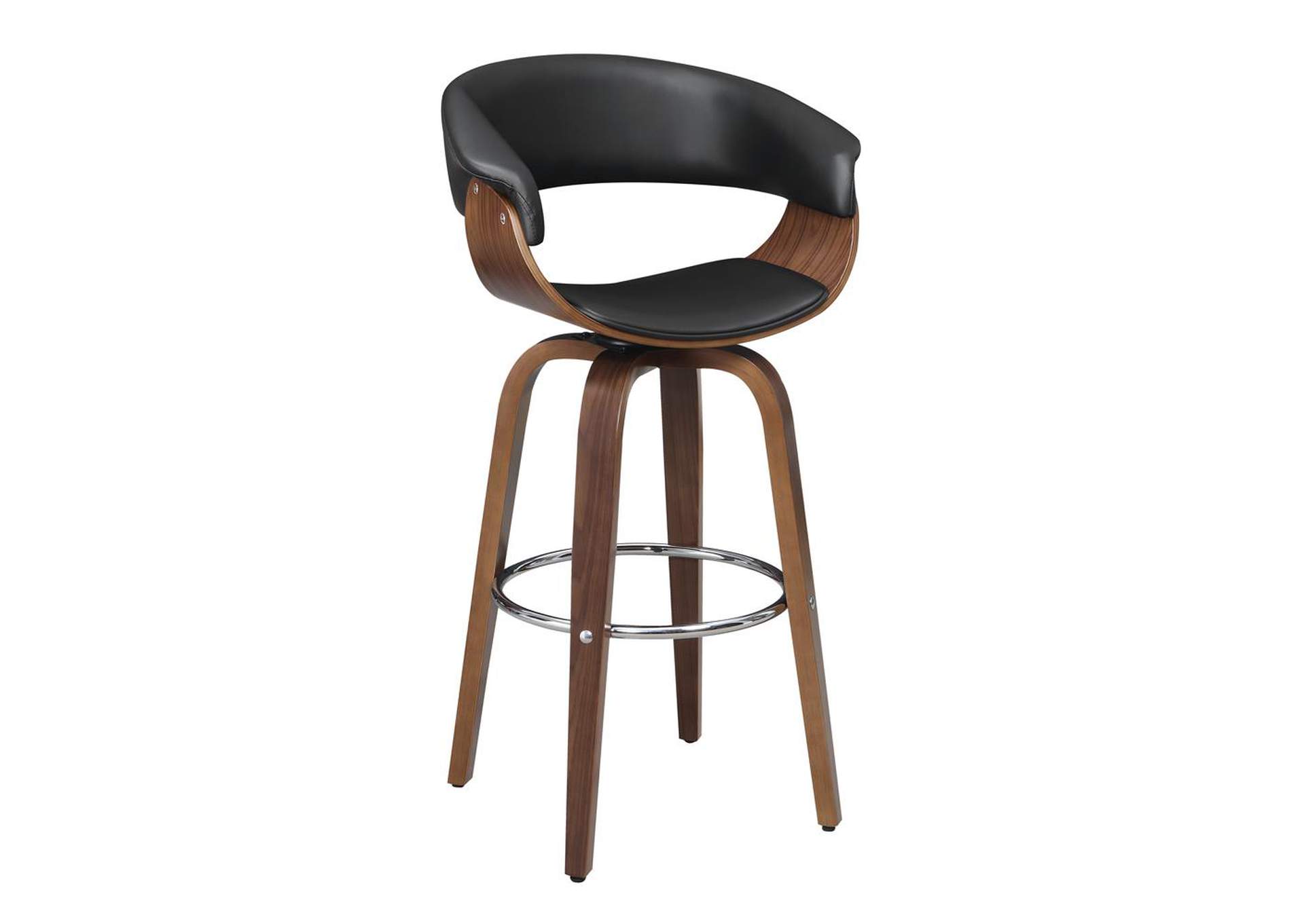 Upholstered Swivel Bar Stool Walnut And Black,Coaster Furniture