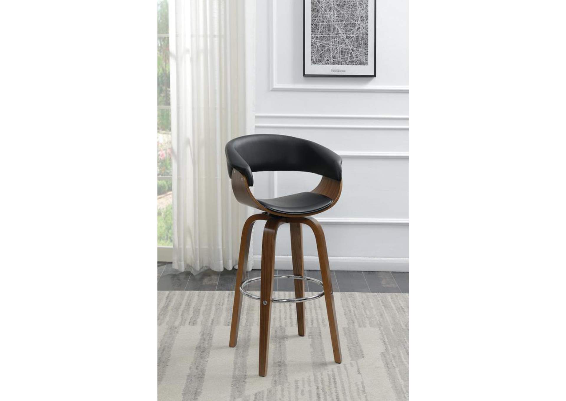 Upholstered Swivel Bar Stool Walnut and Black,Coaster Furniture