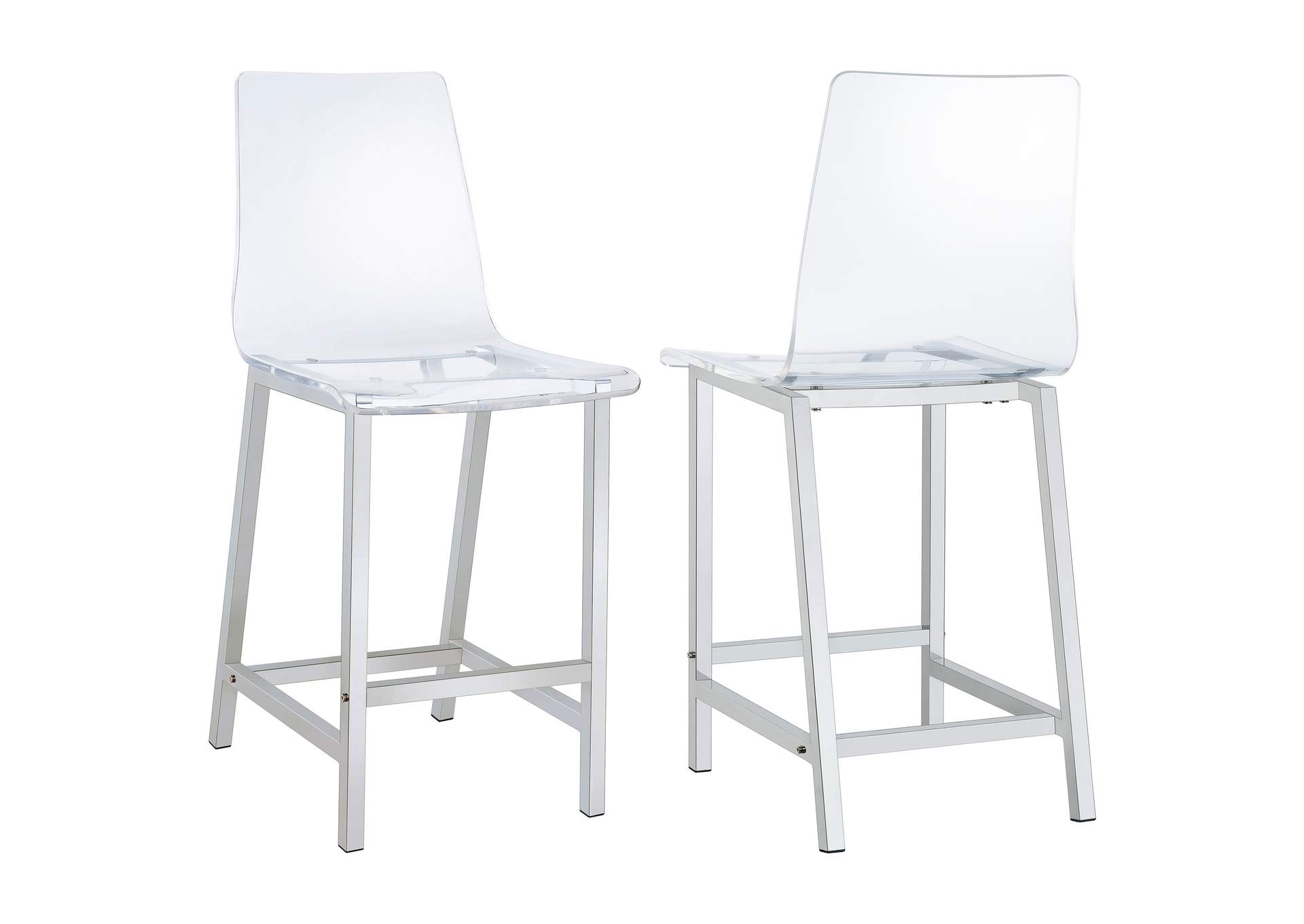 Juelia Counter Height Stools Chrome and Clear Acrylic (Set of 2),Coaster Furniture