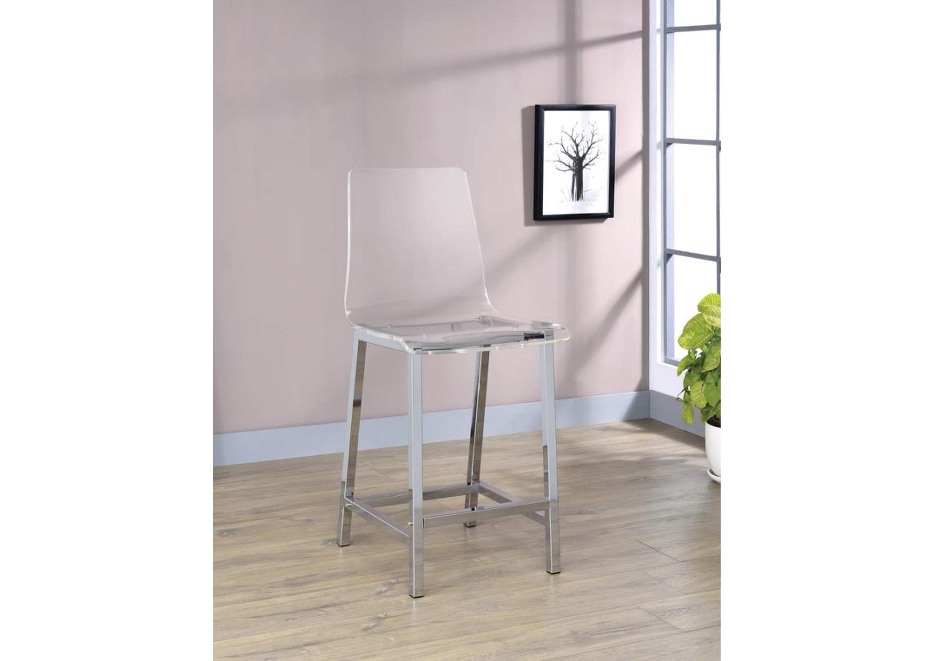 Juelia Counter Height Stools Chrome And Clear Acrylic (Set Of 2),Coaster Furniture