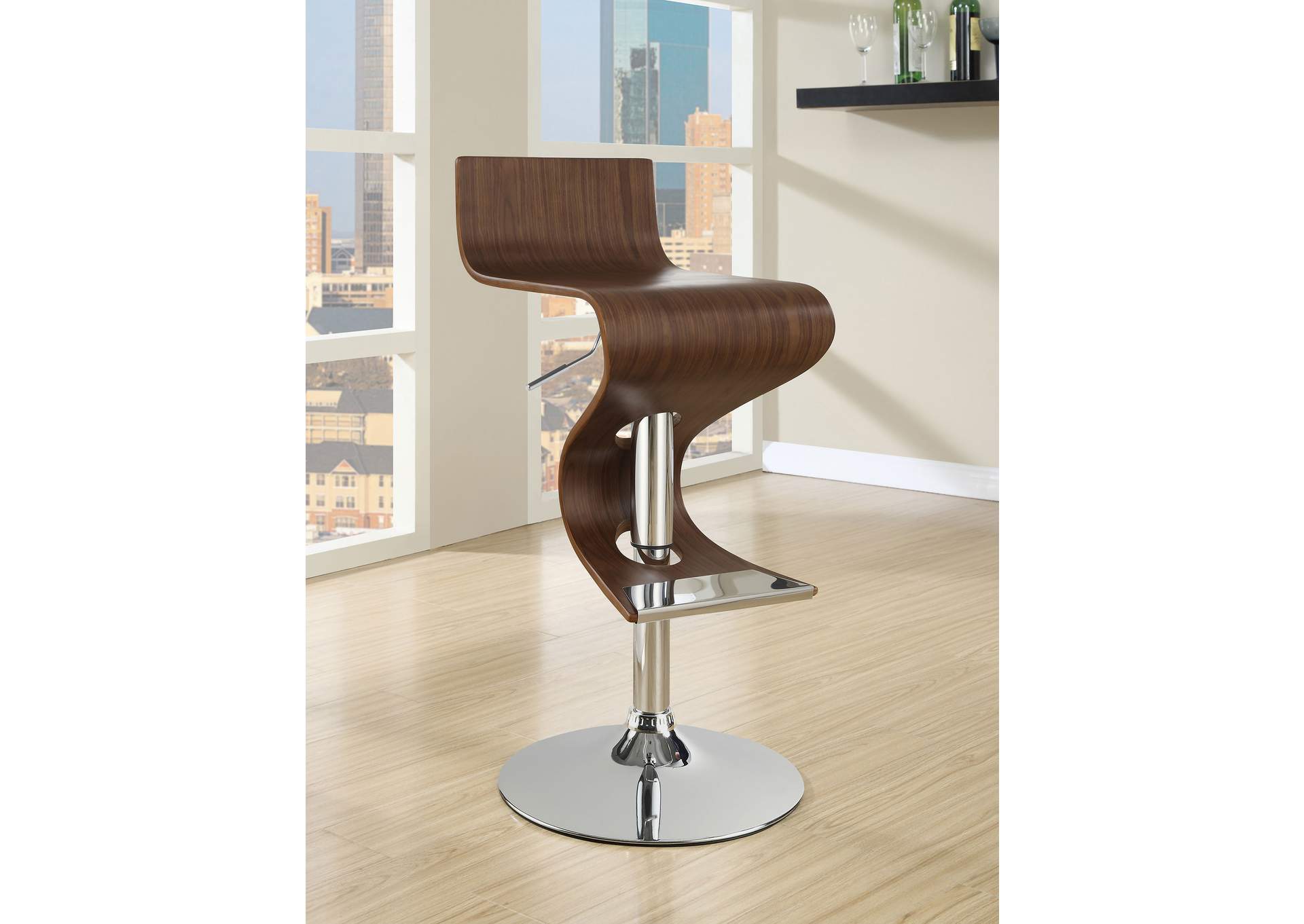 Covina Adjustable Bar Stool Walnut and Chrome,Coaster Furniture