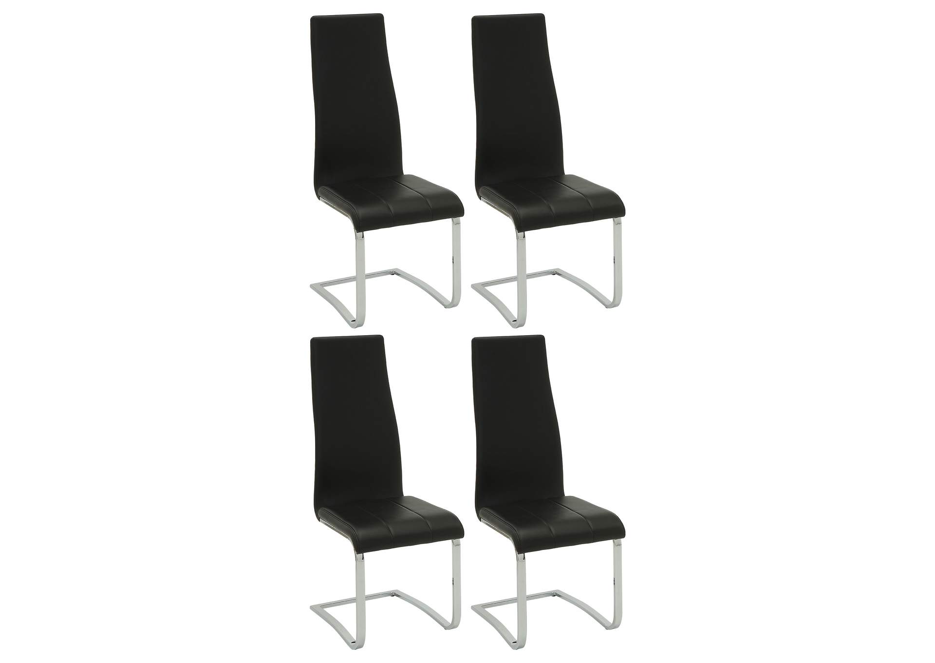 Montclair High Back Dining Chairs Black and Chrome (Set of 4),Coaster Furniture