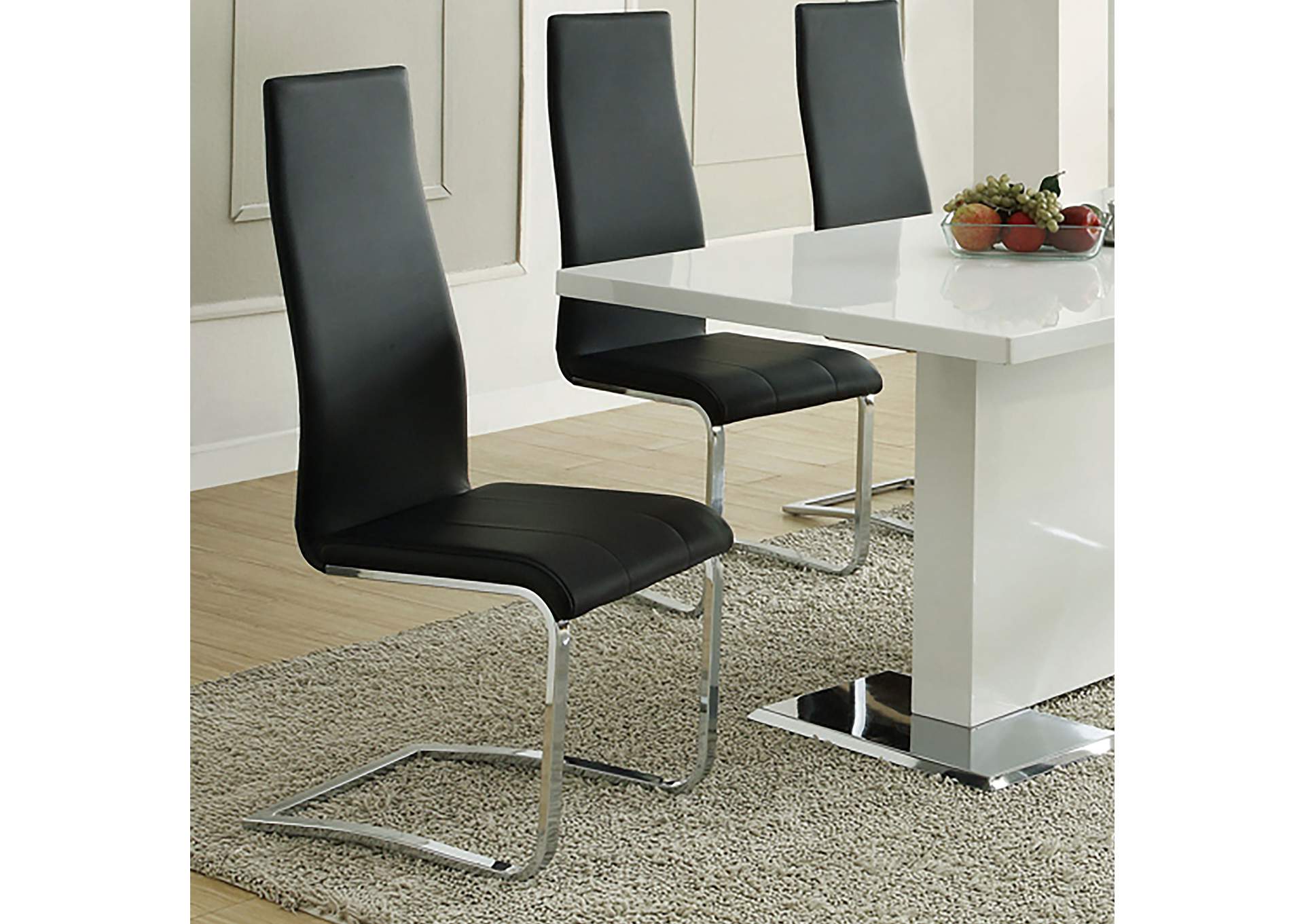 Montclair High Back Dining Chairs Black and Chrome (Set of 4),Coaster Furniture