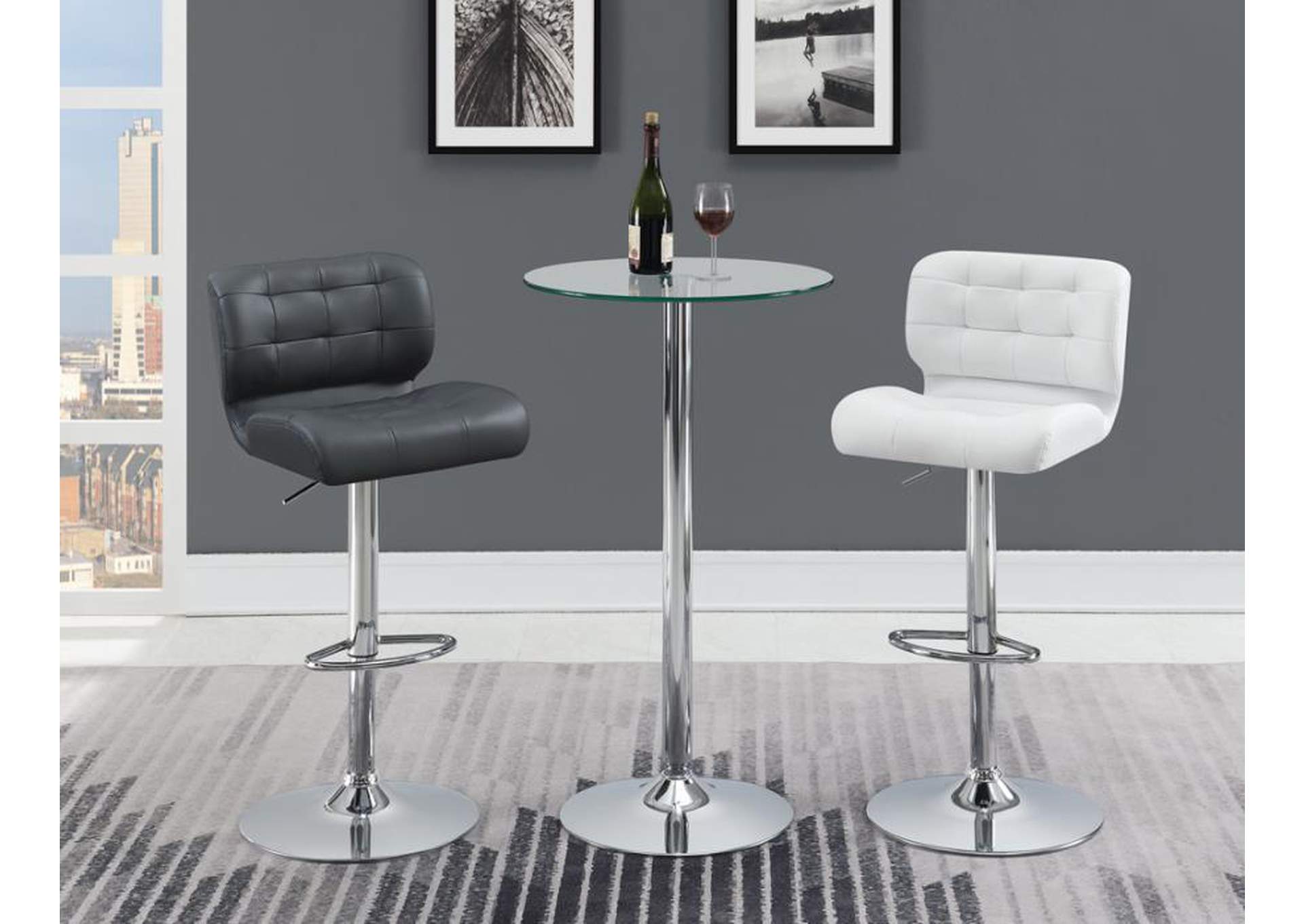Azalea Upholstered Adjustable Bar Stools Chrome And Grey (Set Of 2),Coaster Furniture