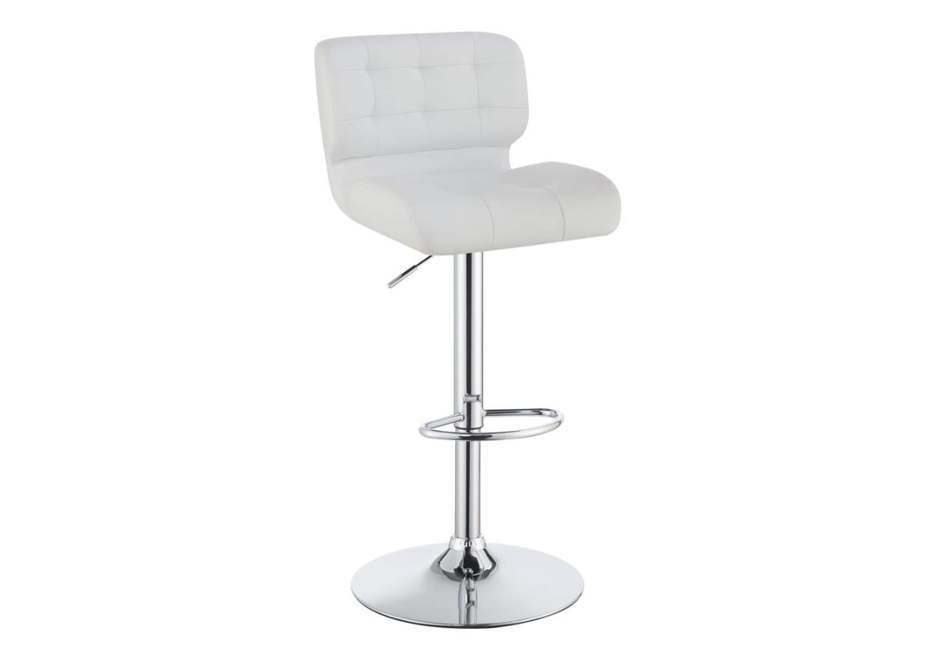 Azalea Upholstered Adjustable Bar Stools Chrome And White (Set Of 2),Coaster Furniture