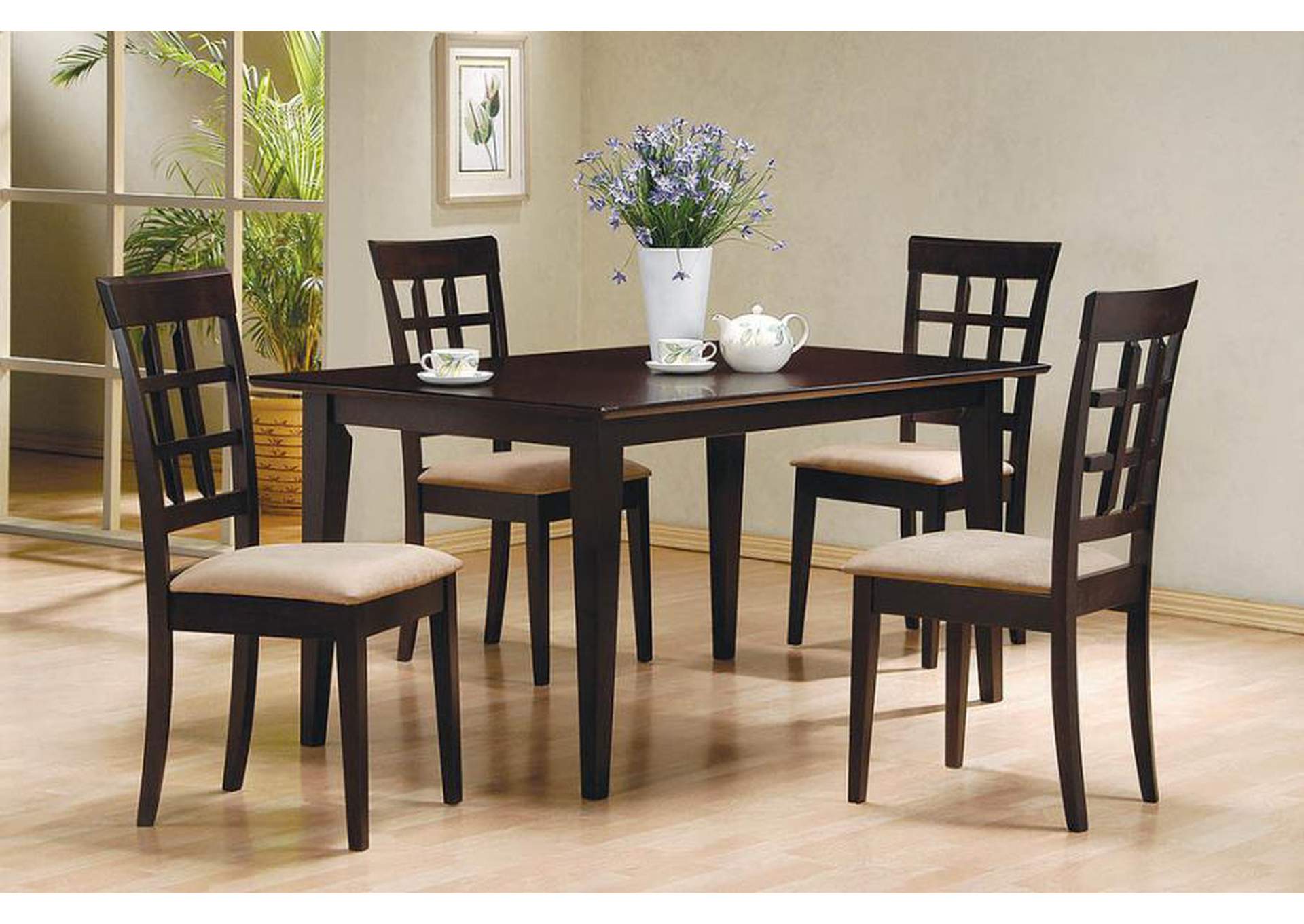 Gabriel Lattice Back Side Chairs Cappuccino and Tan (Set of 2),Coaster Furniture