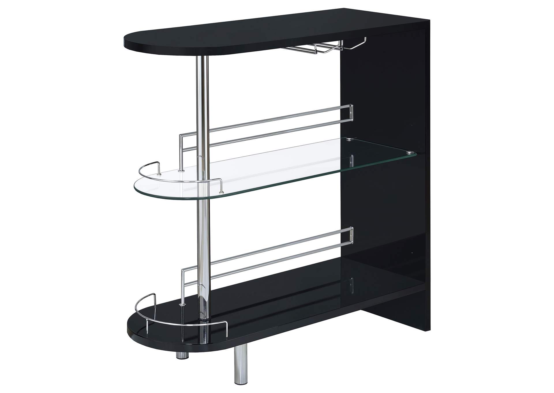 Adolfo 3-tier Bar Table Glossy Black and Clear,Coaster Furniture