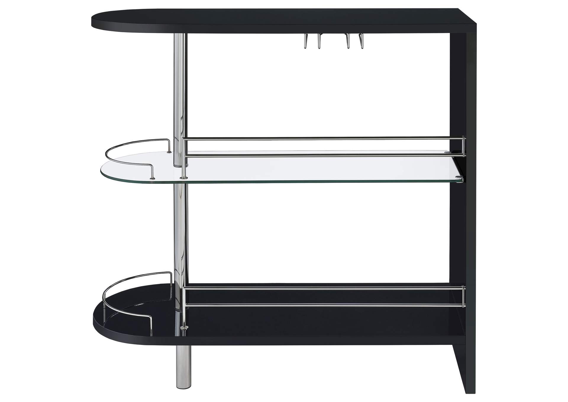 Adolfo 3-tier Bar Table Glossy Black and Clear,Coaster Furniture
