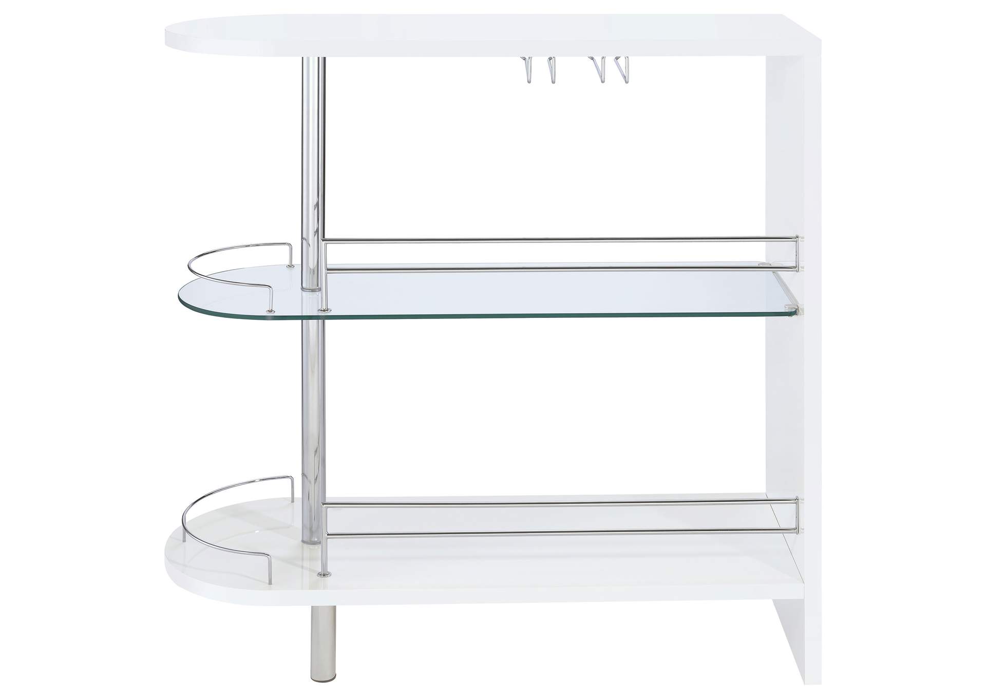 Adolfo 3-tier Bar Table Glossy White and Clear,Coaster Furniture