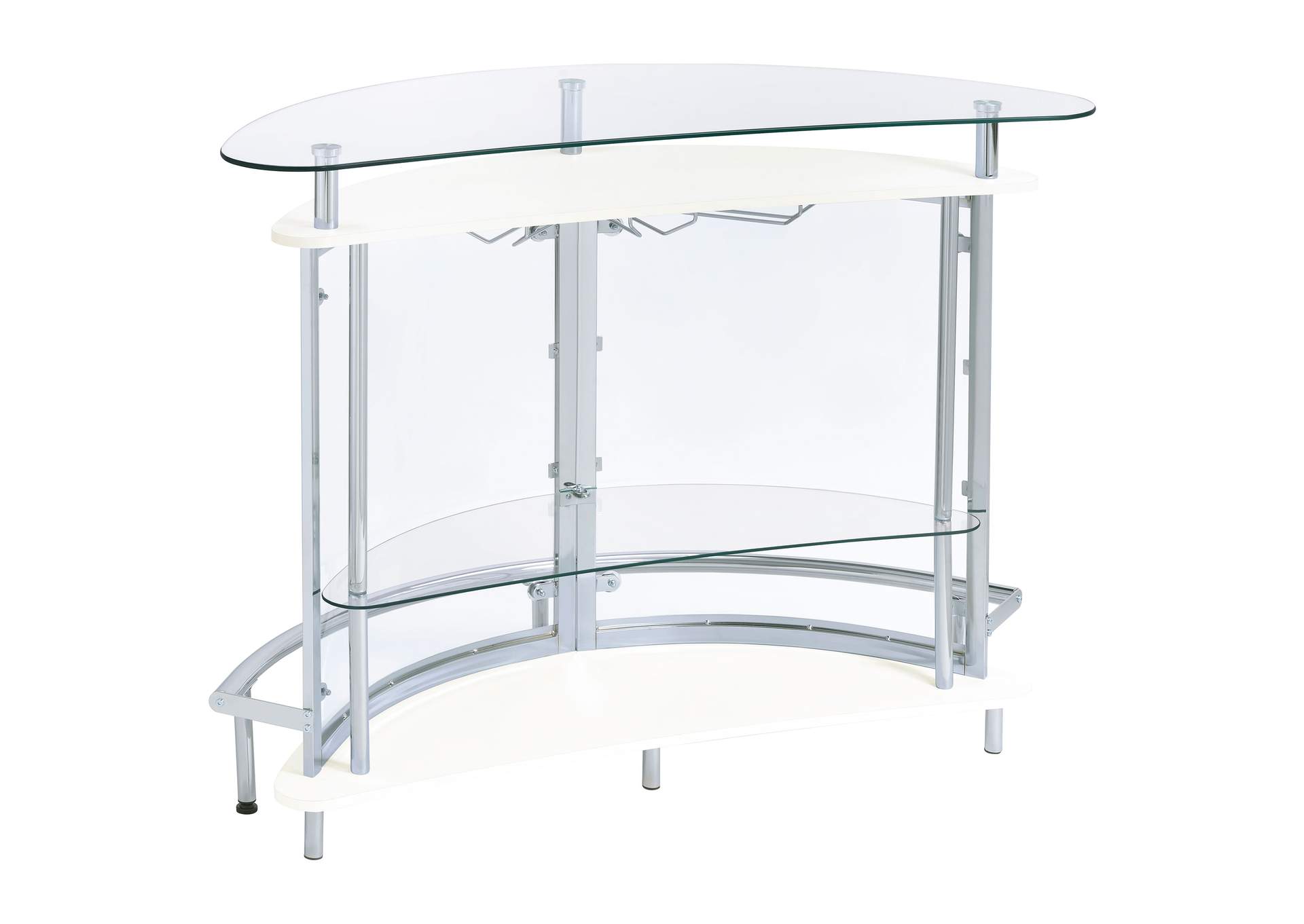 Amarillo 2-tier Bar Unit White and Chrome,Coaster Furniture