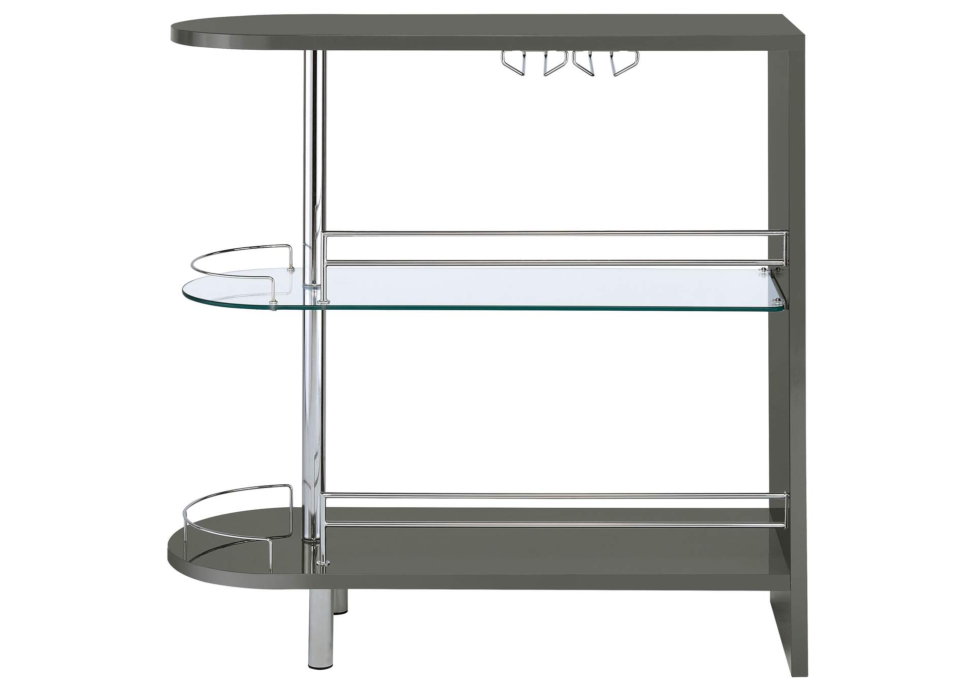 Adolfo 3-tier Bar Table Glossy Grey and Clear,Coaster Furniture