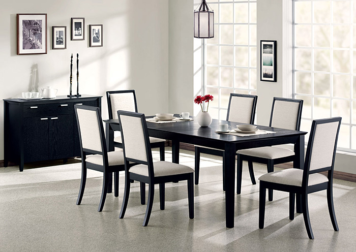 Lexton Black Dining Table w/6 Side Chairs,Coaster Furniture