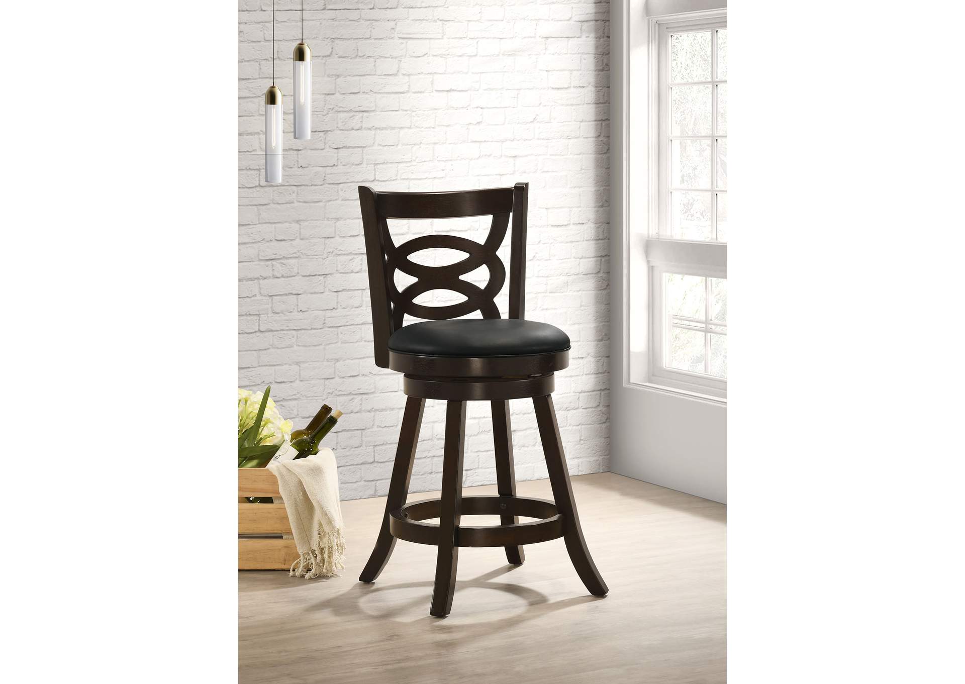 Calecita Swivel Counter Height Stools with Upholstered Seat Cappuccino (Set of 2)