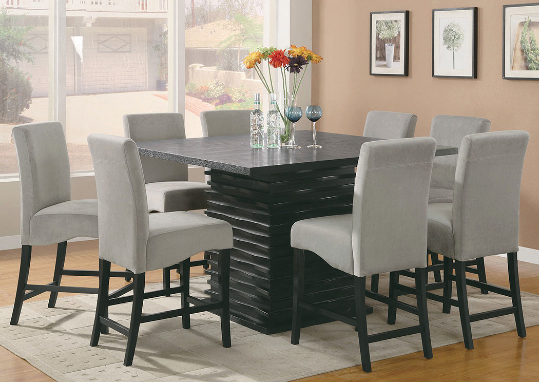 Stanton Black Counter Height Table W 8, 8 Chair Counter Height Dining Table