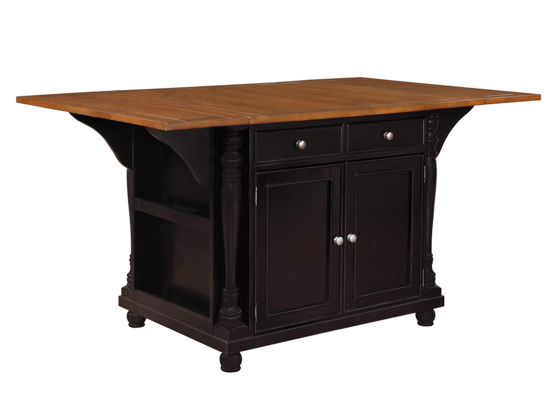Slater 2-drawer Kitchen Island with Drop Leaves Brown and Black,Coaster Furniture