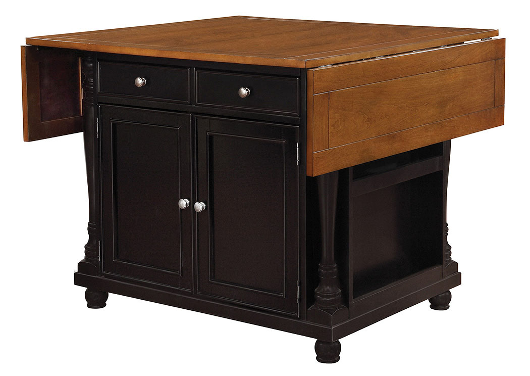 Slater Country Cherry and Black Kitchen Island,Coaster Furniture