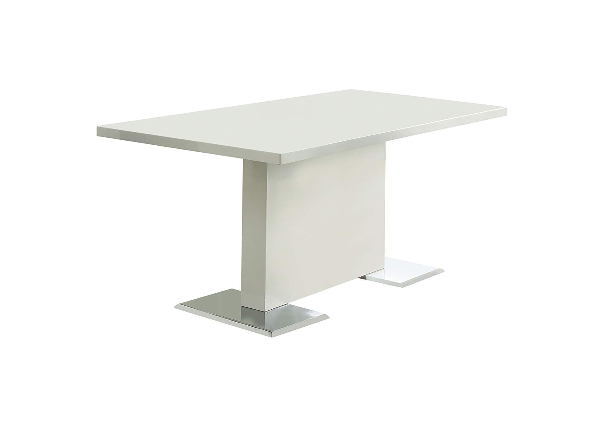Anges T-shaped Pedestal Dining Table Glossy White,Coaster Furniture