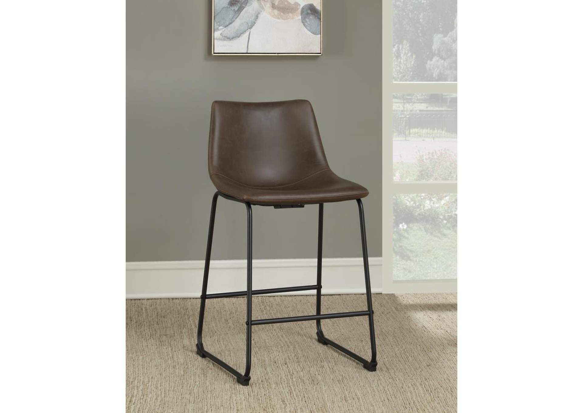 Armless Counter Height Stools Two-tone Brown and Black (Set of 2),Coaster Furniture