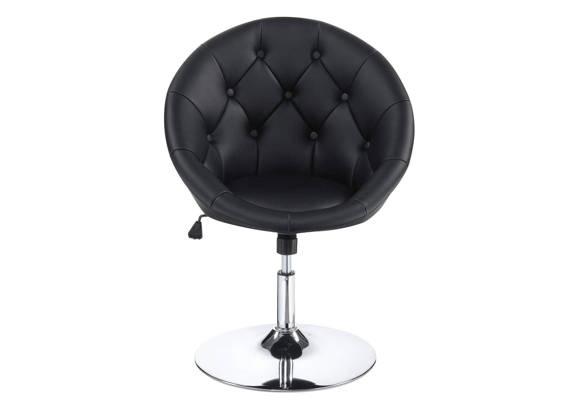Chrome Contemporary Black Faux Leather Swivel Accent Chair,Coaster Furniture