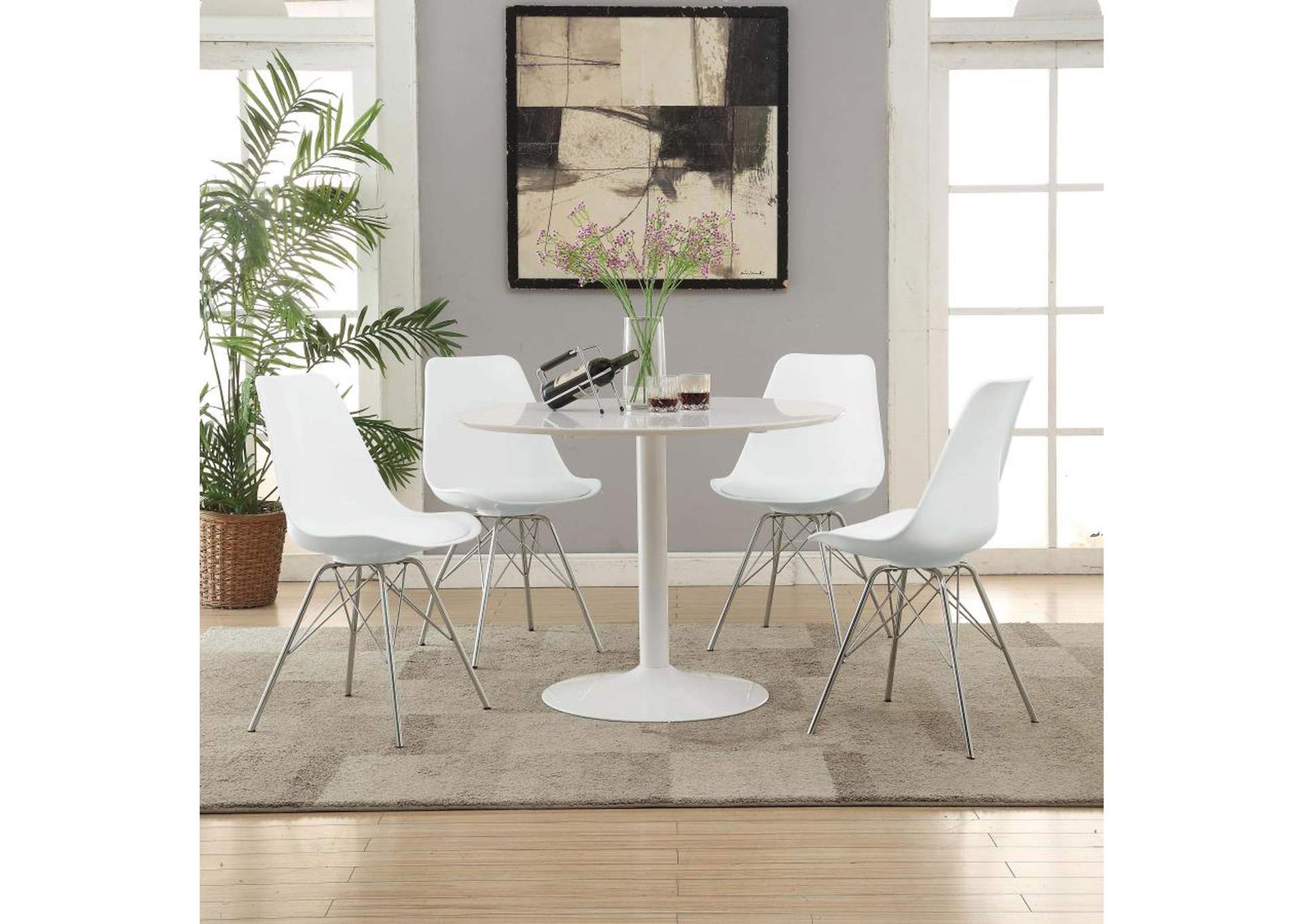 Armless Dining Chairs White And Chrome (Set Of 2),Coaster Furniture