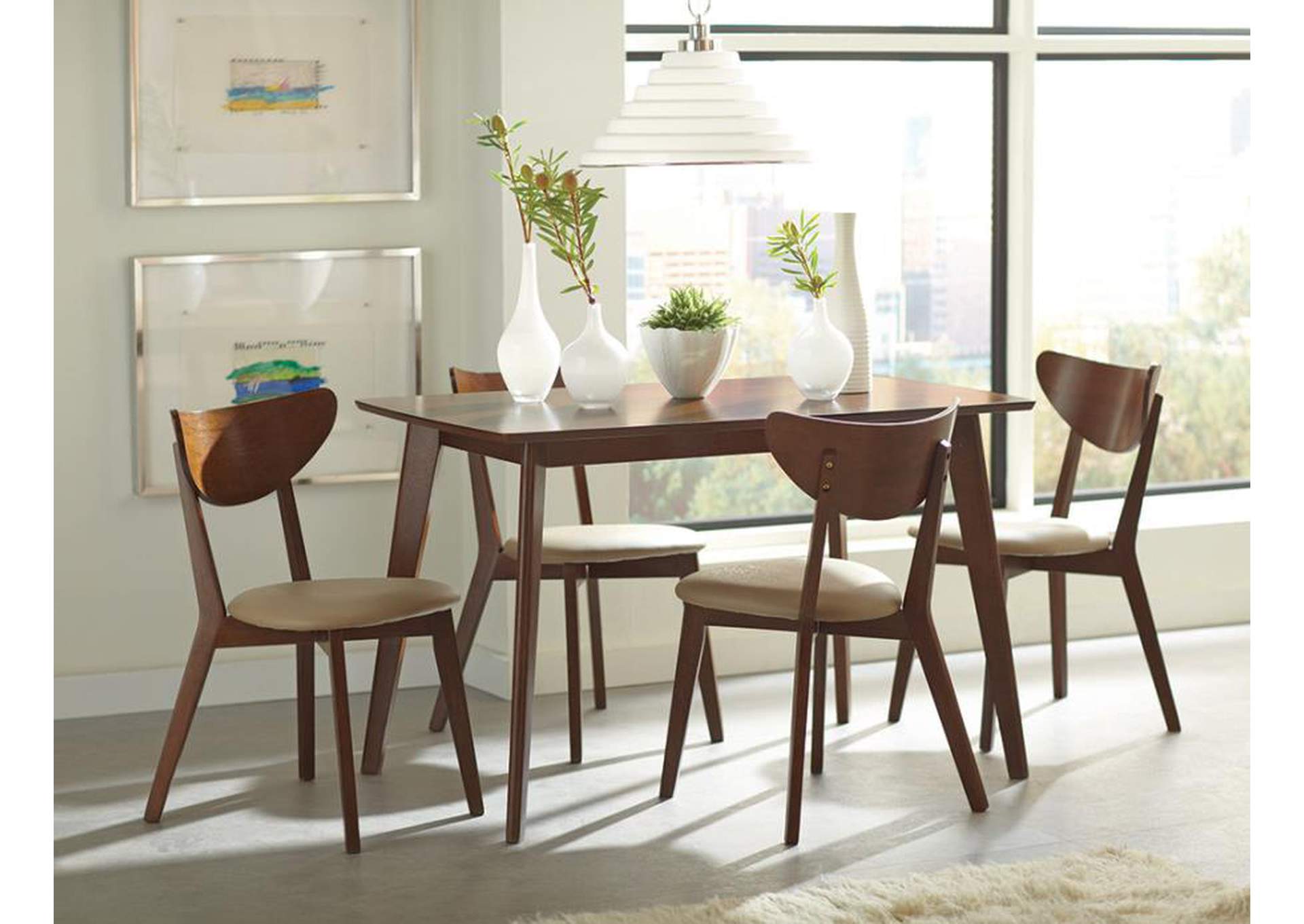 Kersey Dining Table with Angled Legs Chestnut,Coaster Furniture