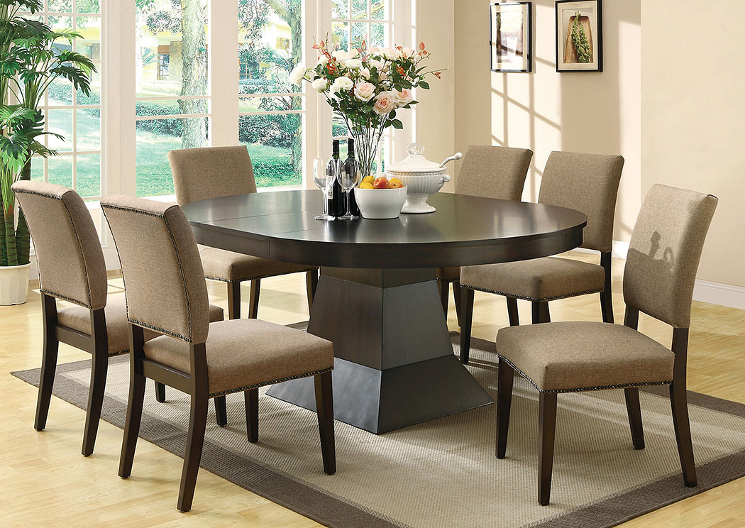 Coffee Dining Table w/ 6 Side Chairs,ABF Coaster Furniture