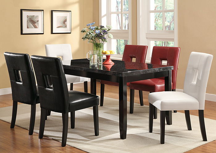 Newbridge Deep Cappuccino Dining Table w/ 6 Black Side Chairs,ABF Coaster Furniture