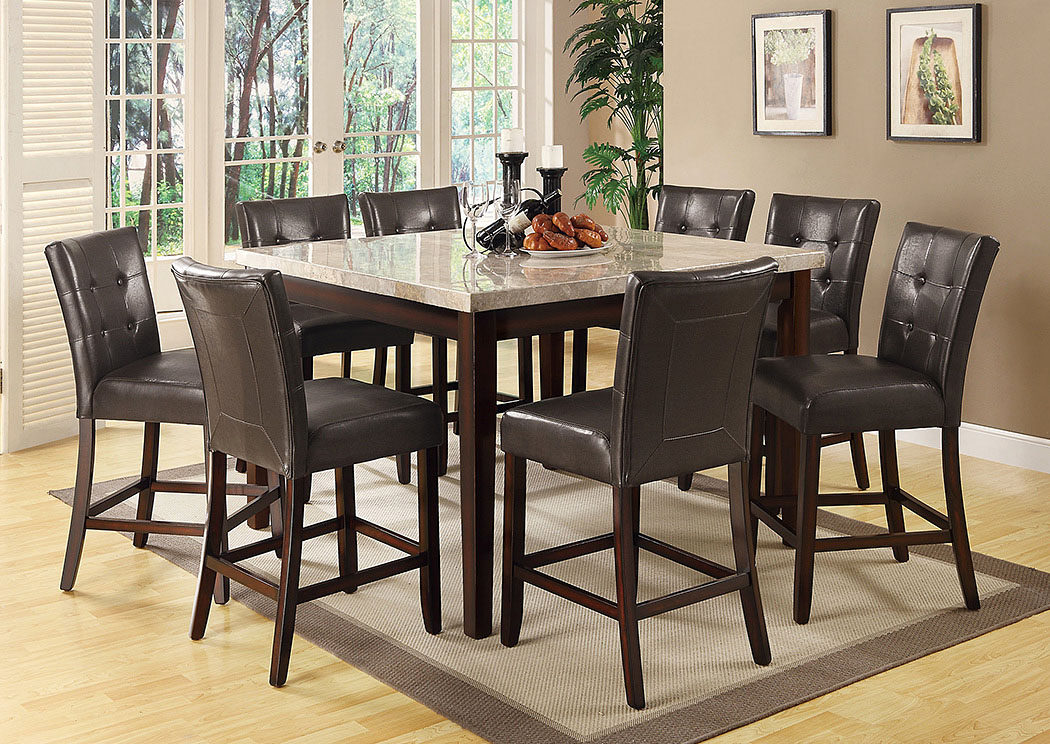 Milton Cappuccino Counter Height Table w/ 8 Counter Height Stools,ABF Coaster Furniture