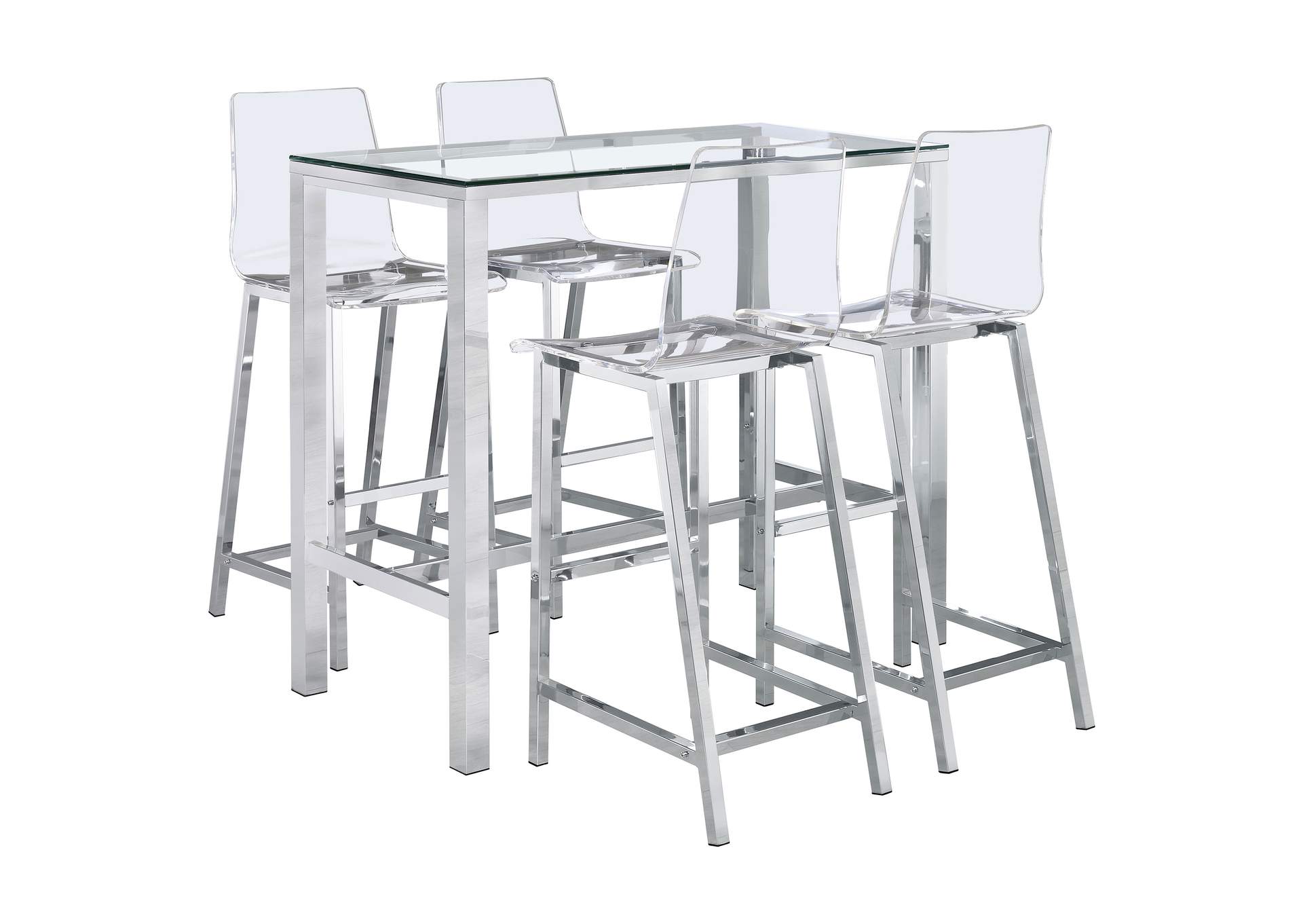 Tolbert 5-piece Bar Set with Acrylic Chairs Clear and Chrome,Coaster Furniture