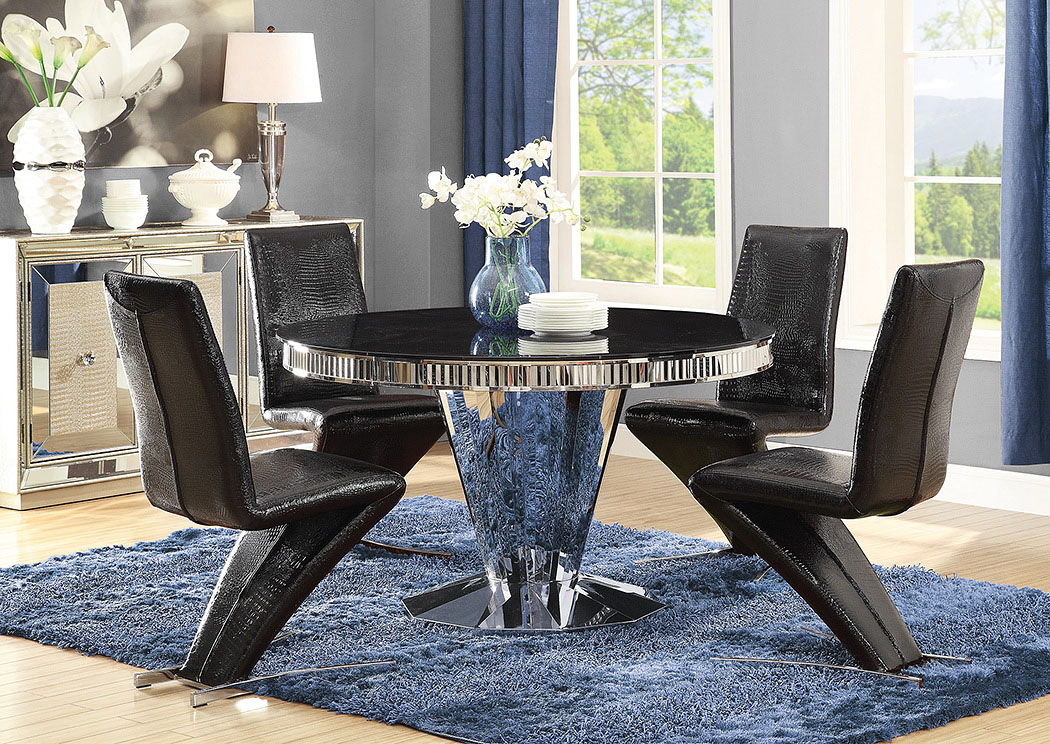 Black Dining Table w/4 Side Chairs,ABF Coaster Furniture