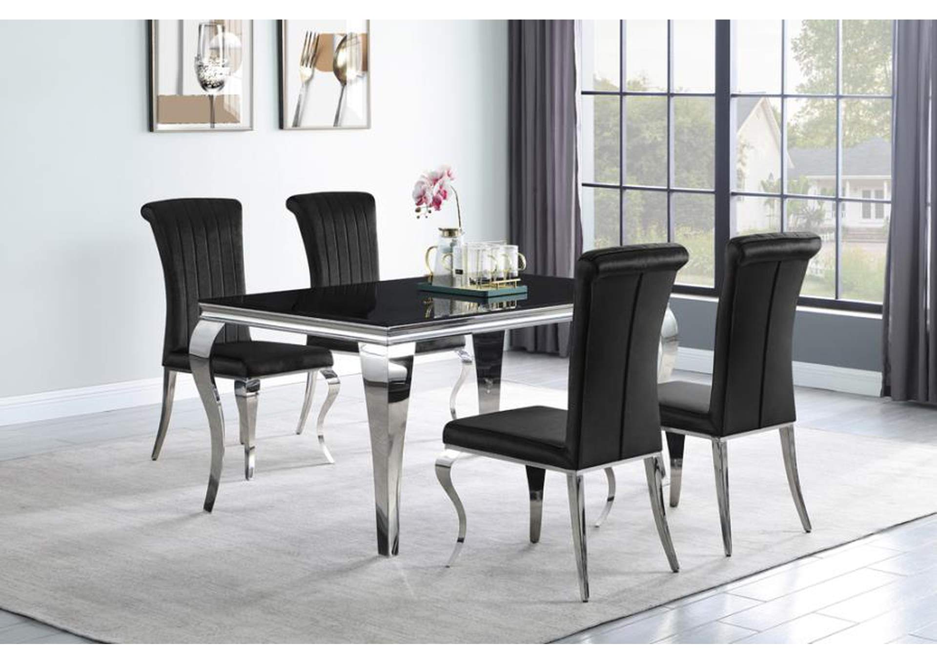 Carone Rectangular Dining Table Chrome And Black,Coaster Furniture