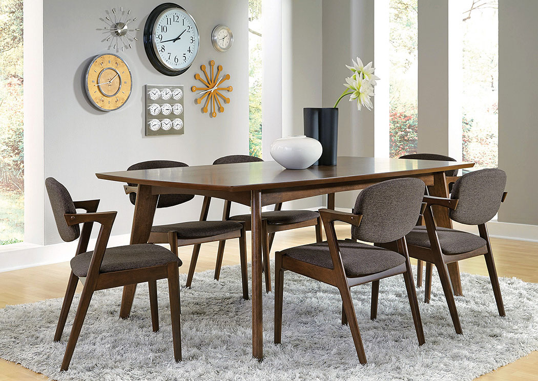 Walnut Dining Table W 6 Chairs Plush, 6 Chair Dining Table Modern