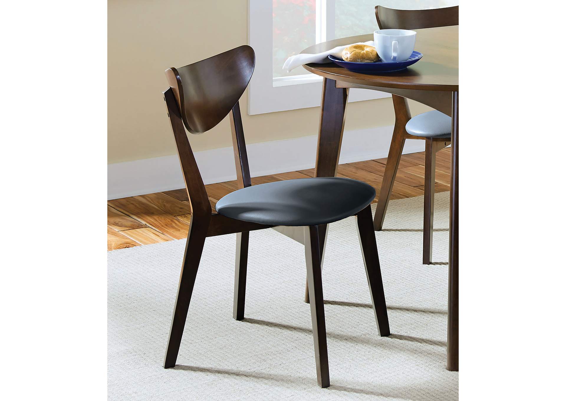 Malone Upholstered Dining Chairs Dark Walnut and Black (Set of 2),Coaster Furniture