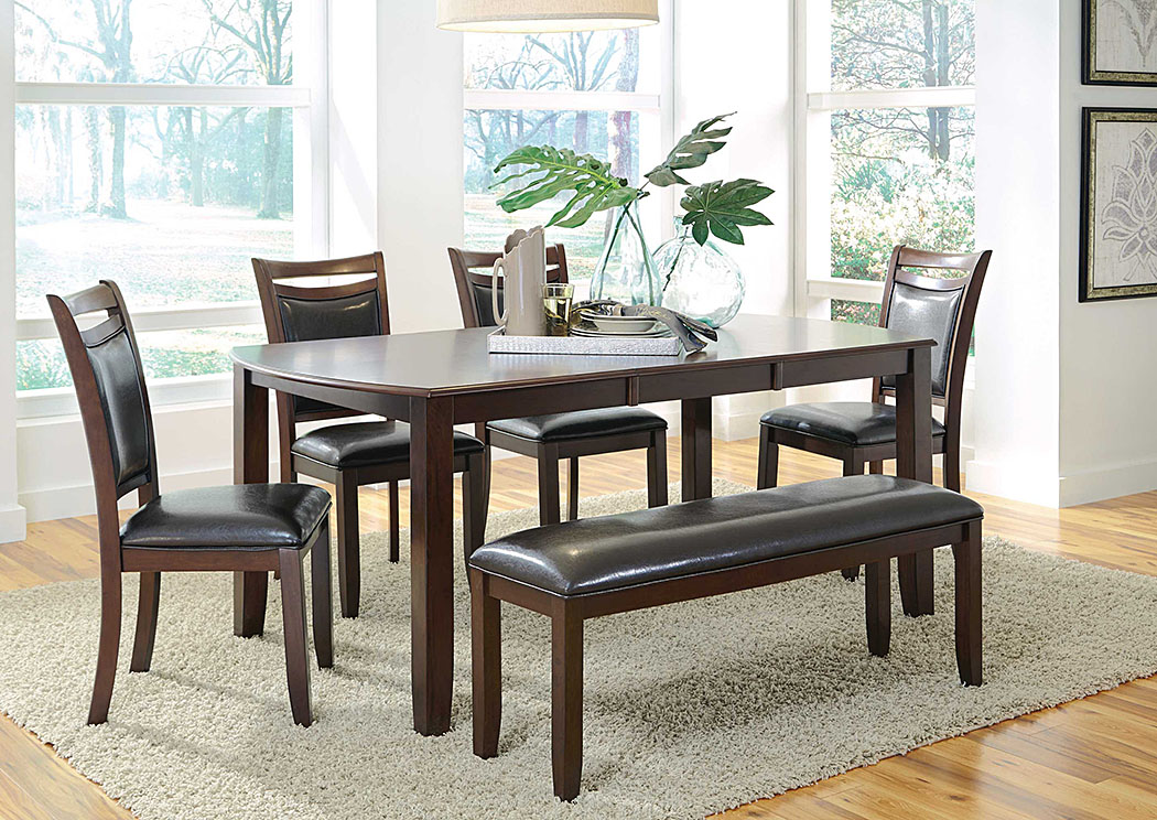 Dark Brown & Cherry Dining Table w/ 6 Chairs,ABF Coaster Furniture