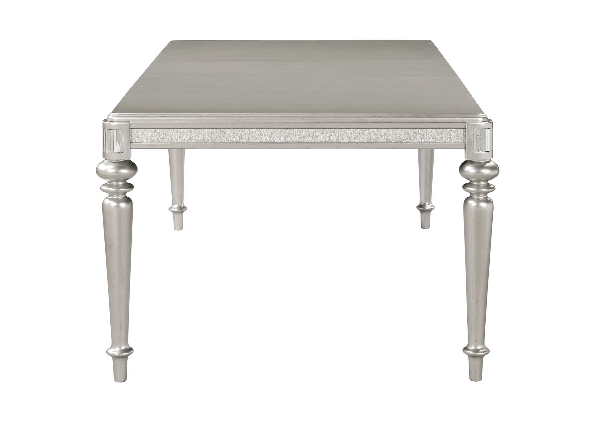 Danette Rectangular Dining Table with Leaf Metallic Platinum,Coaster Furniture